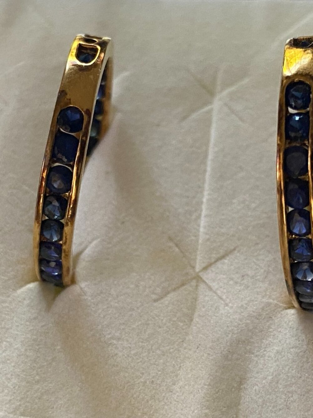 Technibond Classic 18K Gold Bonded 925 Sterling Silver Blue Stone Hoop Earrings